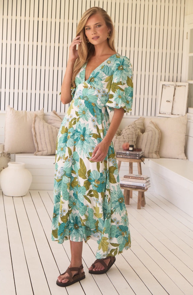 Jaase Amaya Print Daphne Maxi Dress, Bohemian Retro Style