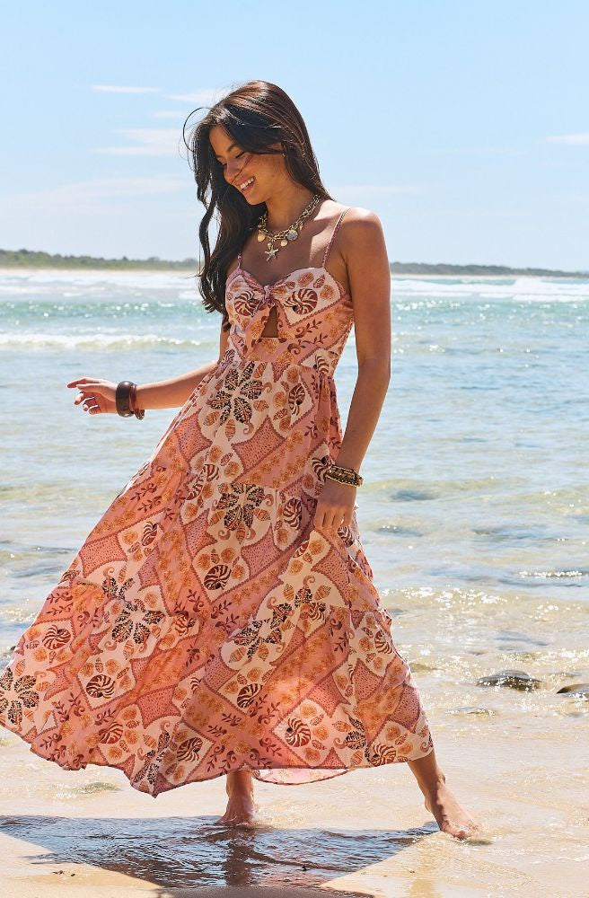 Jaase Tahitian Print Bambi Maxi, Boho Style Dress