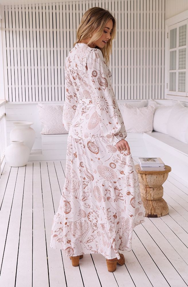 Jaase White Astrid Print Bonnie Maxi Dress, Rear View