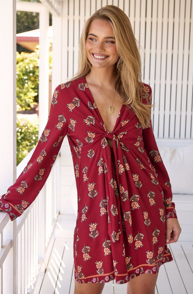 Jaase Grenache Print Tuesday Dress, Burgundy Floral