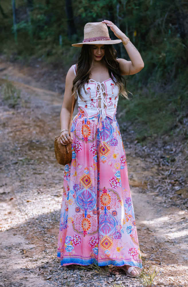 Inaya Maxi Pants, Boho Style Wide Leg