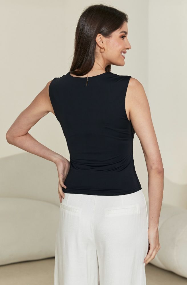 Square Neck Amelia Top Black, Rear View