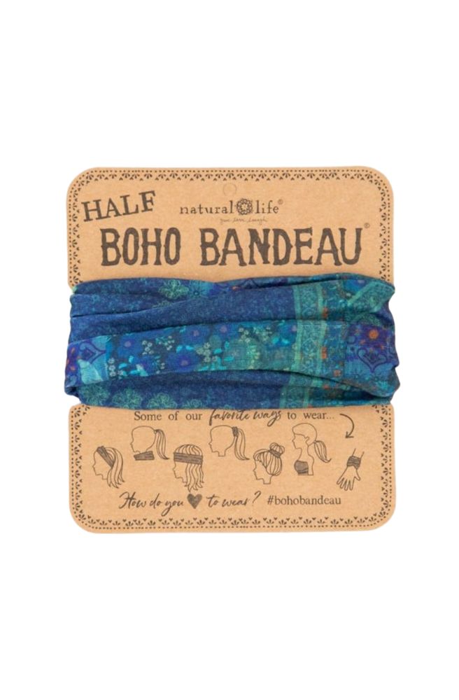 boho bandeau headband indigo pattern