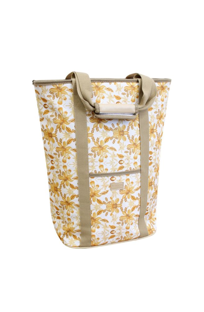 Aurora Beach Cooler Tote, Beige Floral Print