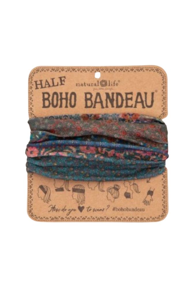 Half Boho Bandeau Dark Patchwork Stretch Knit Headband