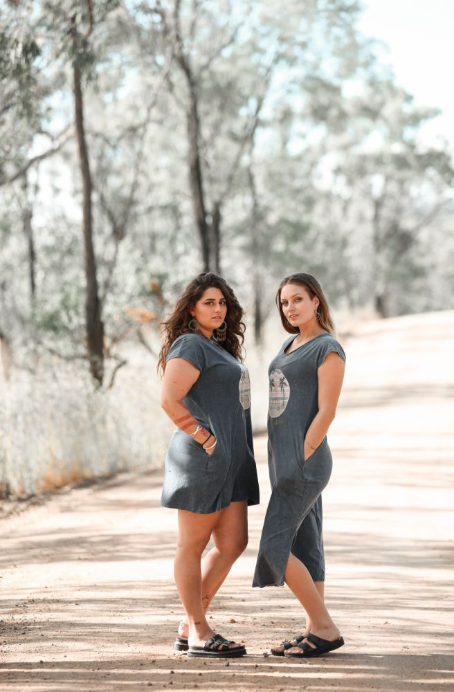 Road Trippin Tee Dress Short, Bohemian Mini Dress Green Stone Wash