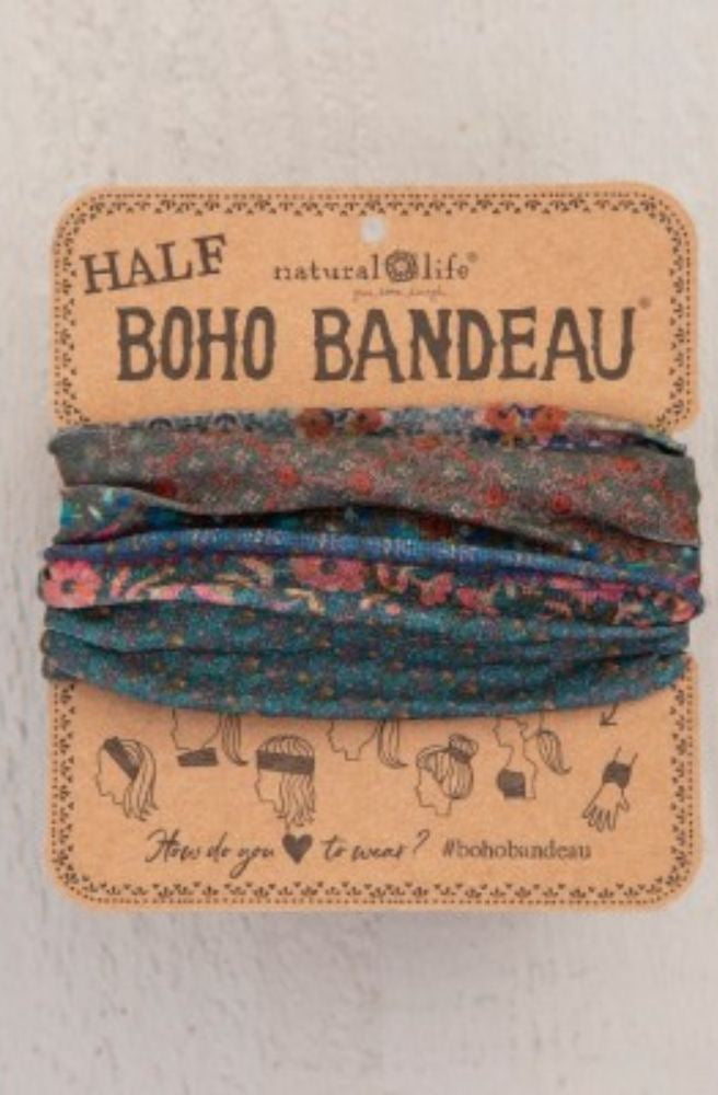 Half Boho Bandeau Dark Patchwork Stretch Knit Headband