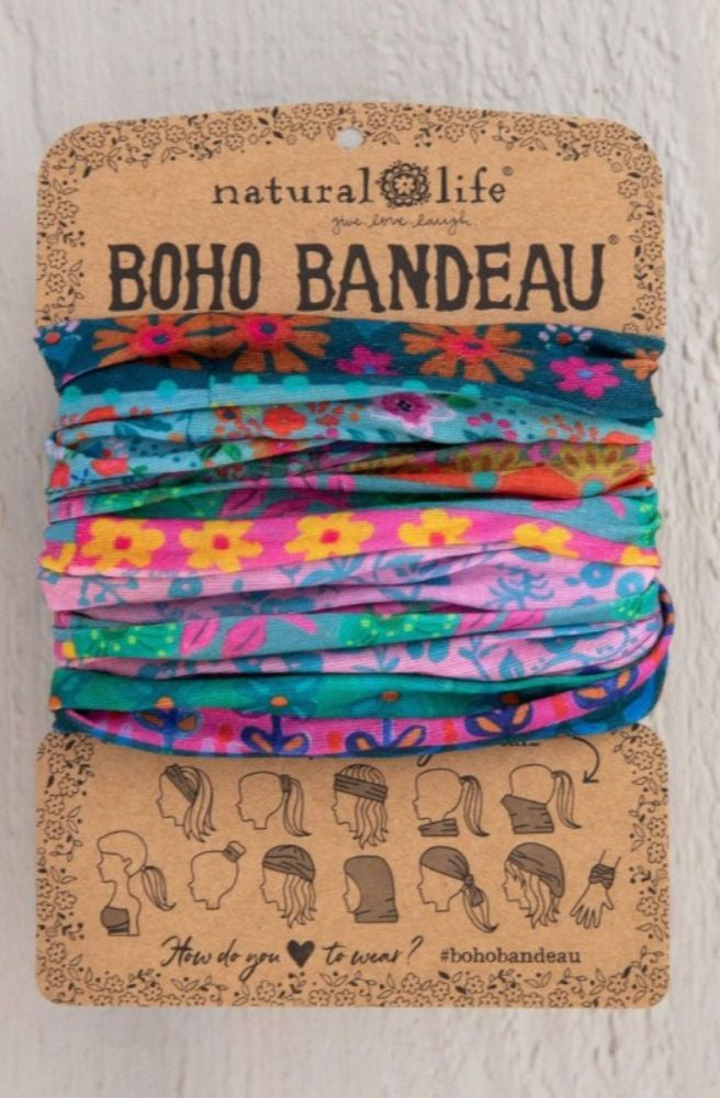 Boho Bandeau Blue/ Pink Borders