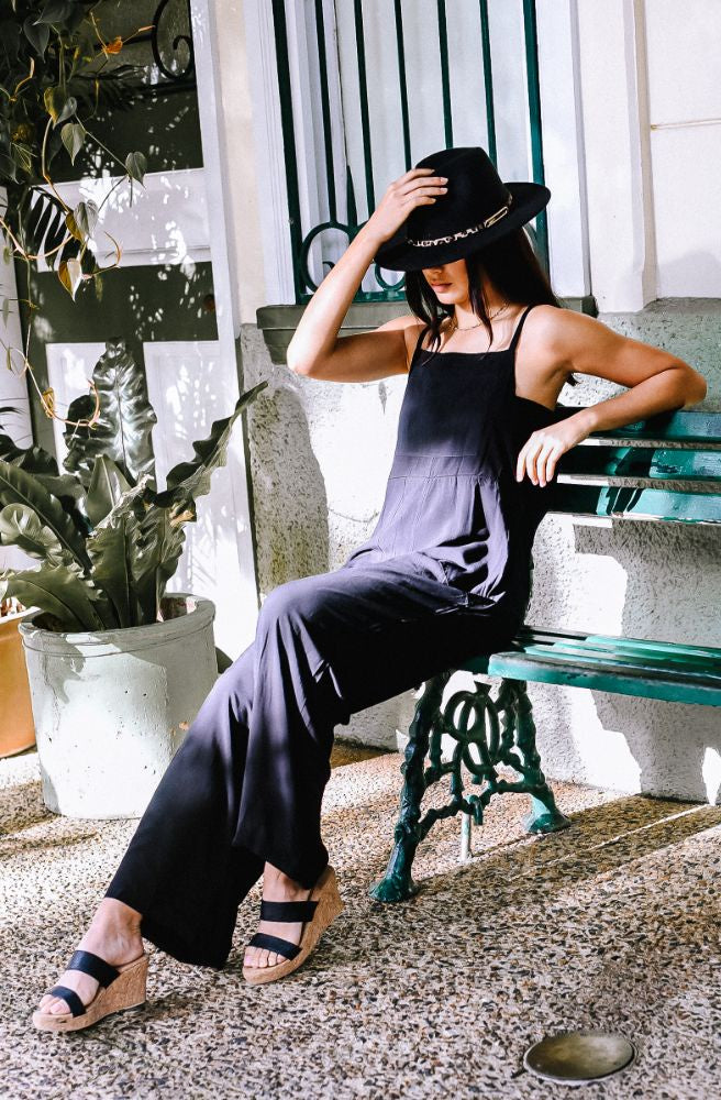 black womens overalls boho style